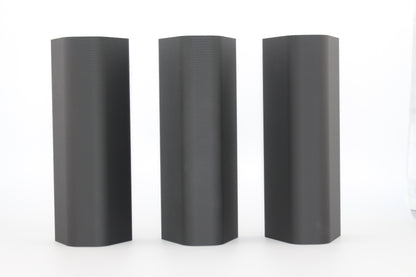 Top surfaces of three full‑size SBA3 cheek riser inserts representing 10mm, 17mm and 20mm heights displayed upright on white background